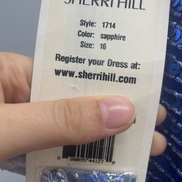 Sherri Hill Formal Gown Style 1714 Sapphire Size 16 NWT - Picture 3 of 9
